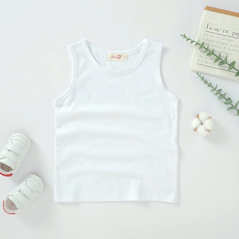 Boys 2Y-7Y Soft Organic Cotton White Tank Top Undershirts